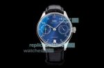 Replica IWC Schaffhausen Portuguese 7 Days Power Reserve watch IW500704 Stainless Steel Case Blue Face